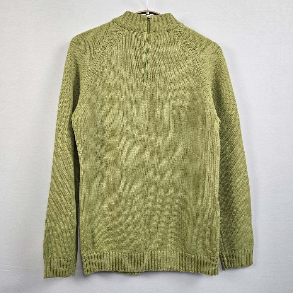 Vintage Suede Wool Crochet Mock Neck Sweater Floral Embroidered - Picture 7 of 12